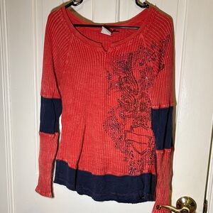 Harley-Davidson Red and Navy Long Sleeve Tee